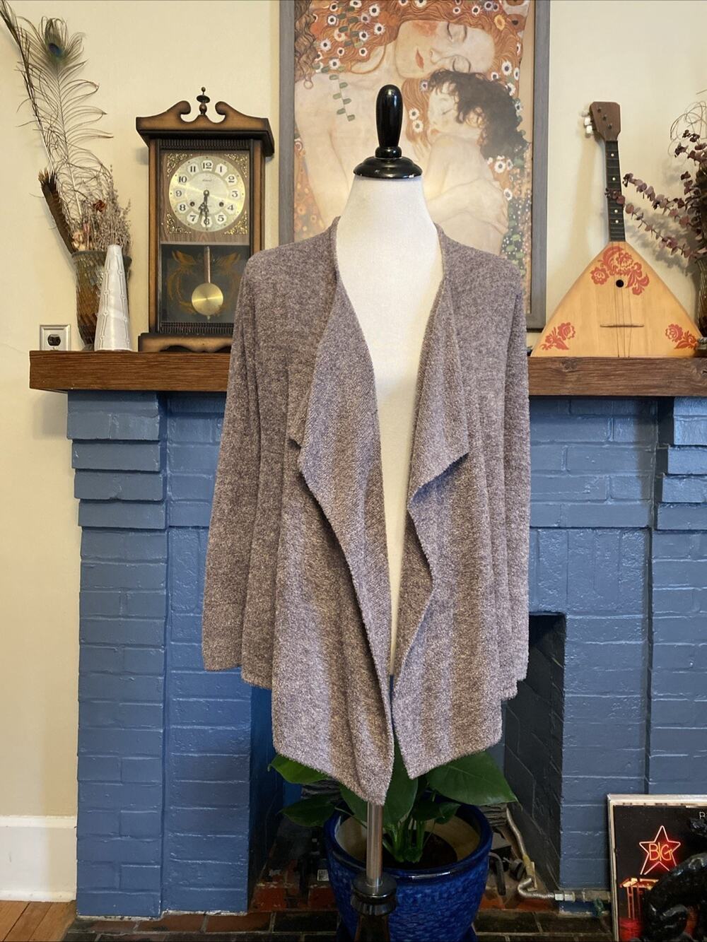 Barefoot Dreams Cozy Chic Lite Cardigan Sweater Womens 8/10 Oatmeal Medium